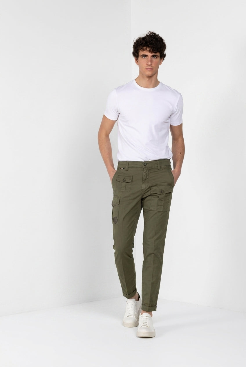 George Coolpocket pantalone cargo uomo in twill leggero stretch Logo Edition carrot fit ①