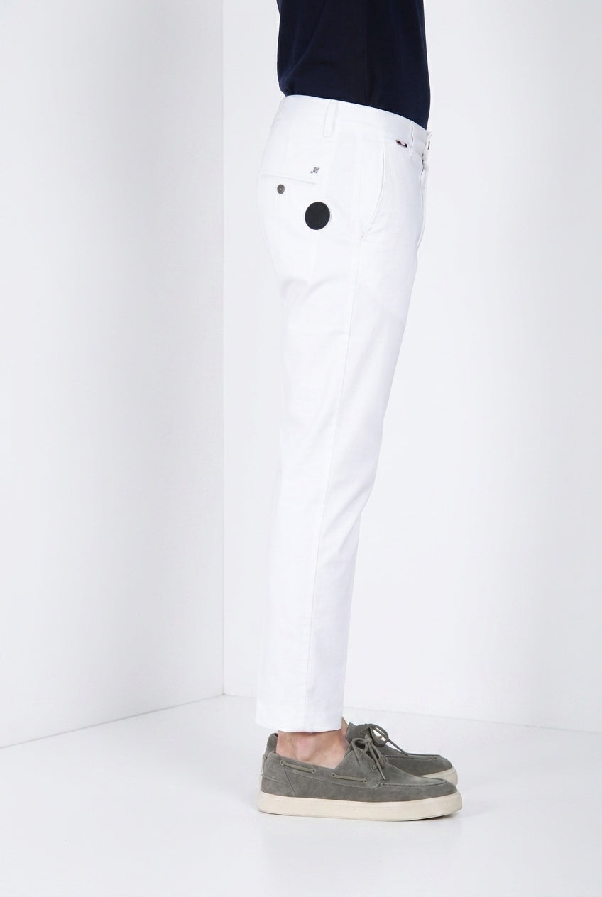 John Coolkhinos pantalone chino uomo in raso stretch Logo Edition carrot fit ①