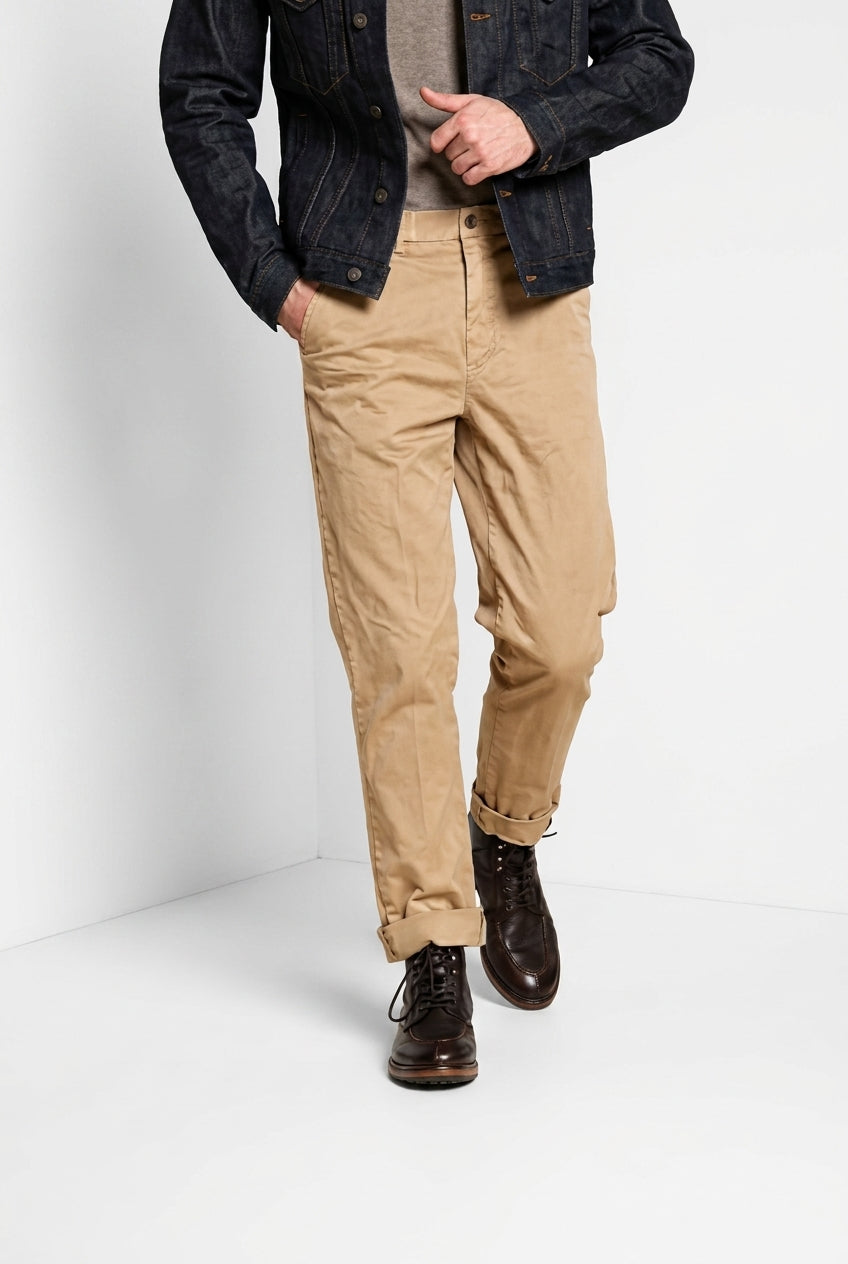 Chinos pantalone chino uomo in gabardina relaxed fit
