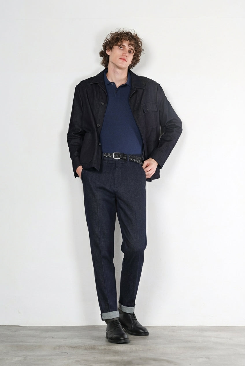 Chinos pantalone chino uomo in tecno denim stretch relaxed fit