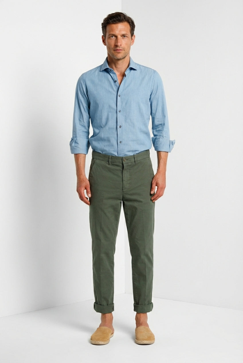 Chinos pantalone chino uomo in canvas oxford relaxed fit