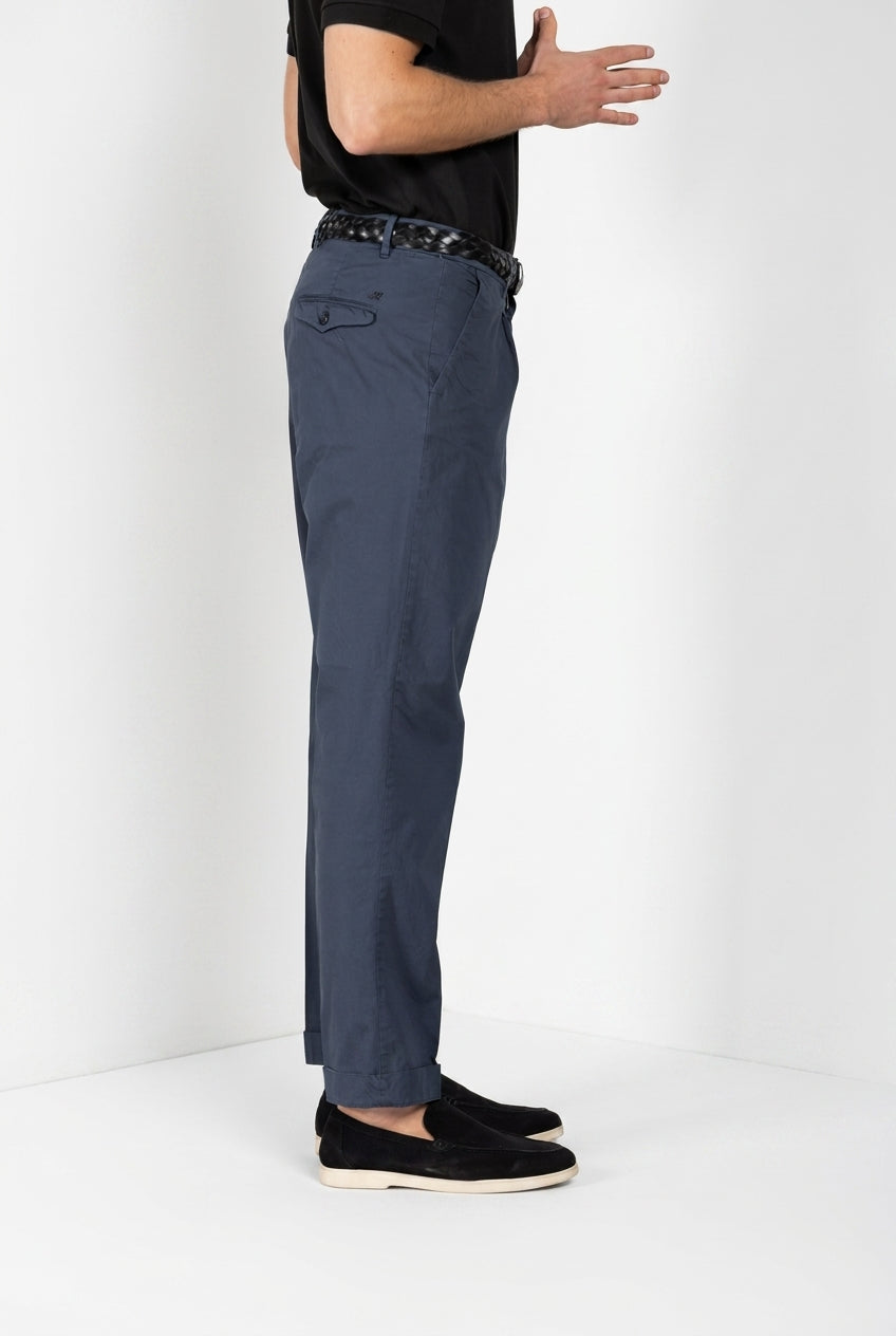 Pinces pantalón chino hombre en gabardina stretch relaxed fit
