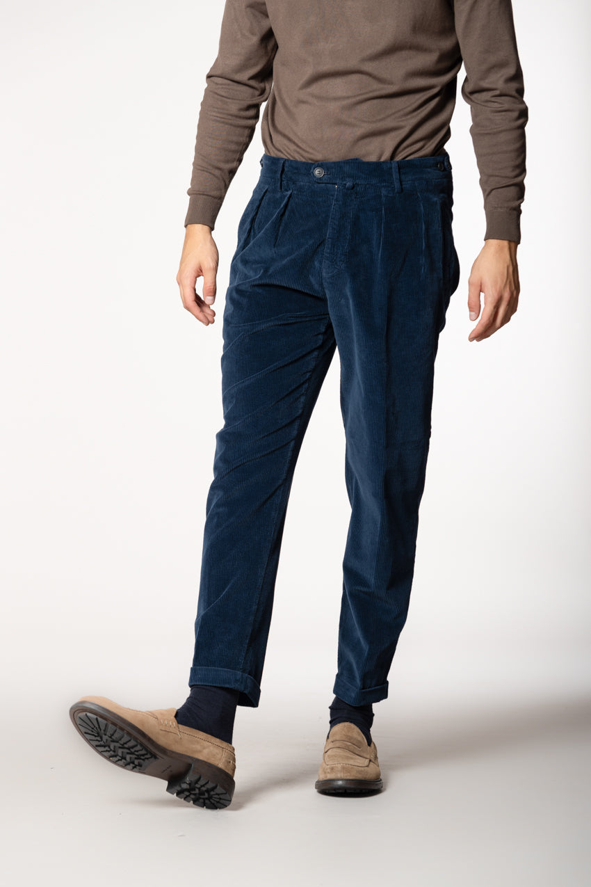 Don Johnson 2 Pinces pantalon chino homme en velours 500 raies carrot fit