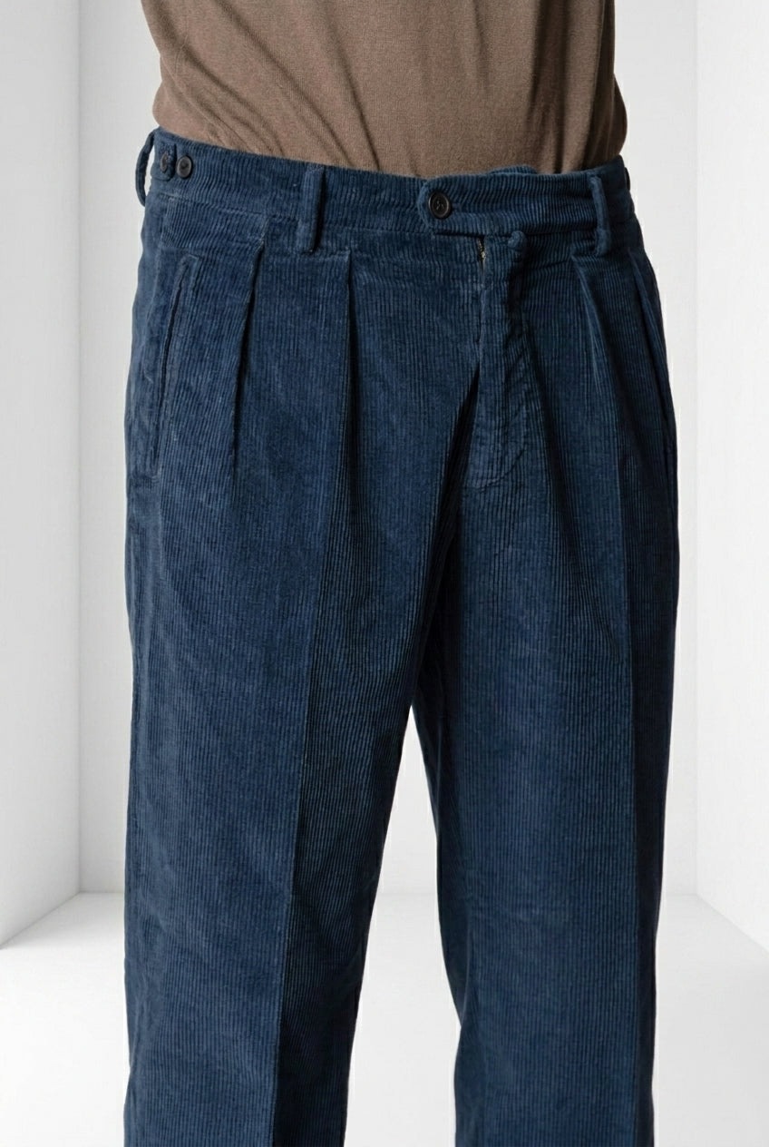 Don Johnson 2 Pinces pantalone chino uomo in velluto 500 righe carrot fit