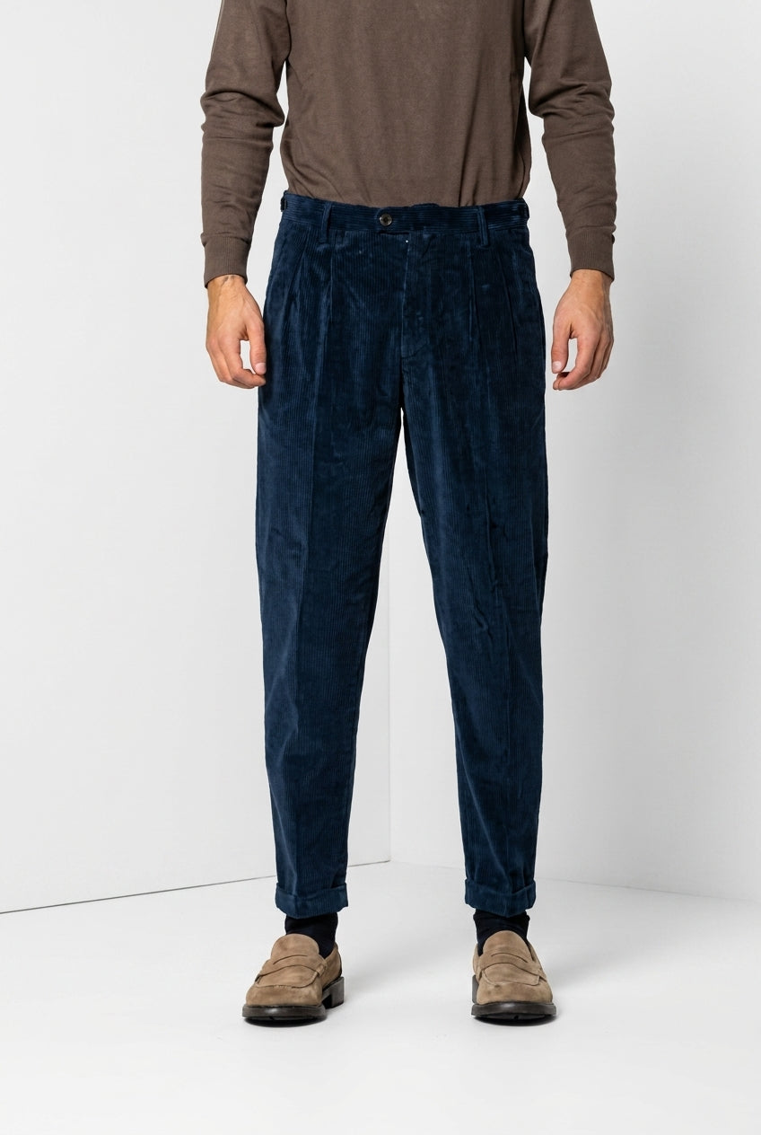 Don Johnson 2 Pinces pantalone chino uomo in velluto 500 righe carrot fit
