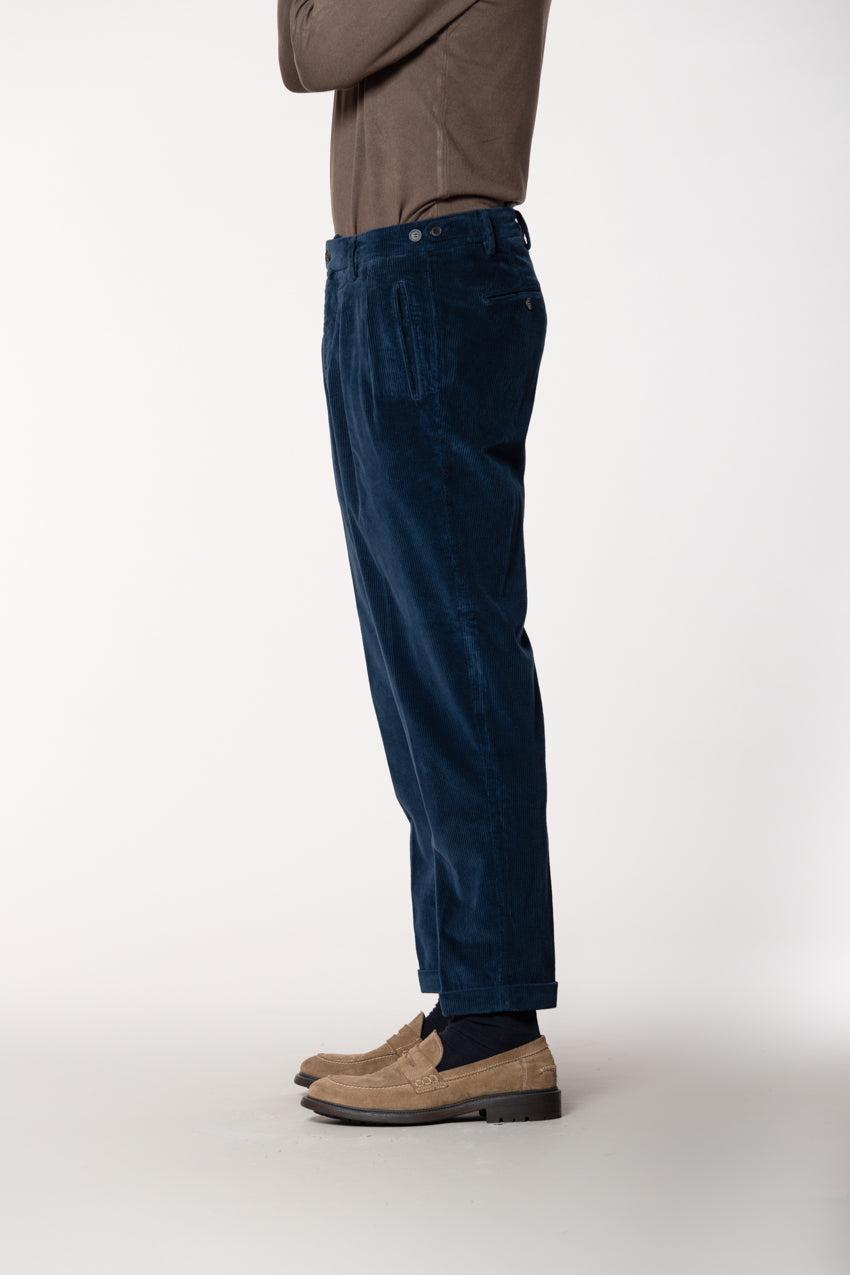Don Johnson 2 Pinces pantalon chino homme en velours 500 raies carrot fit
