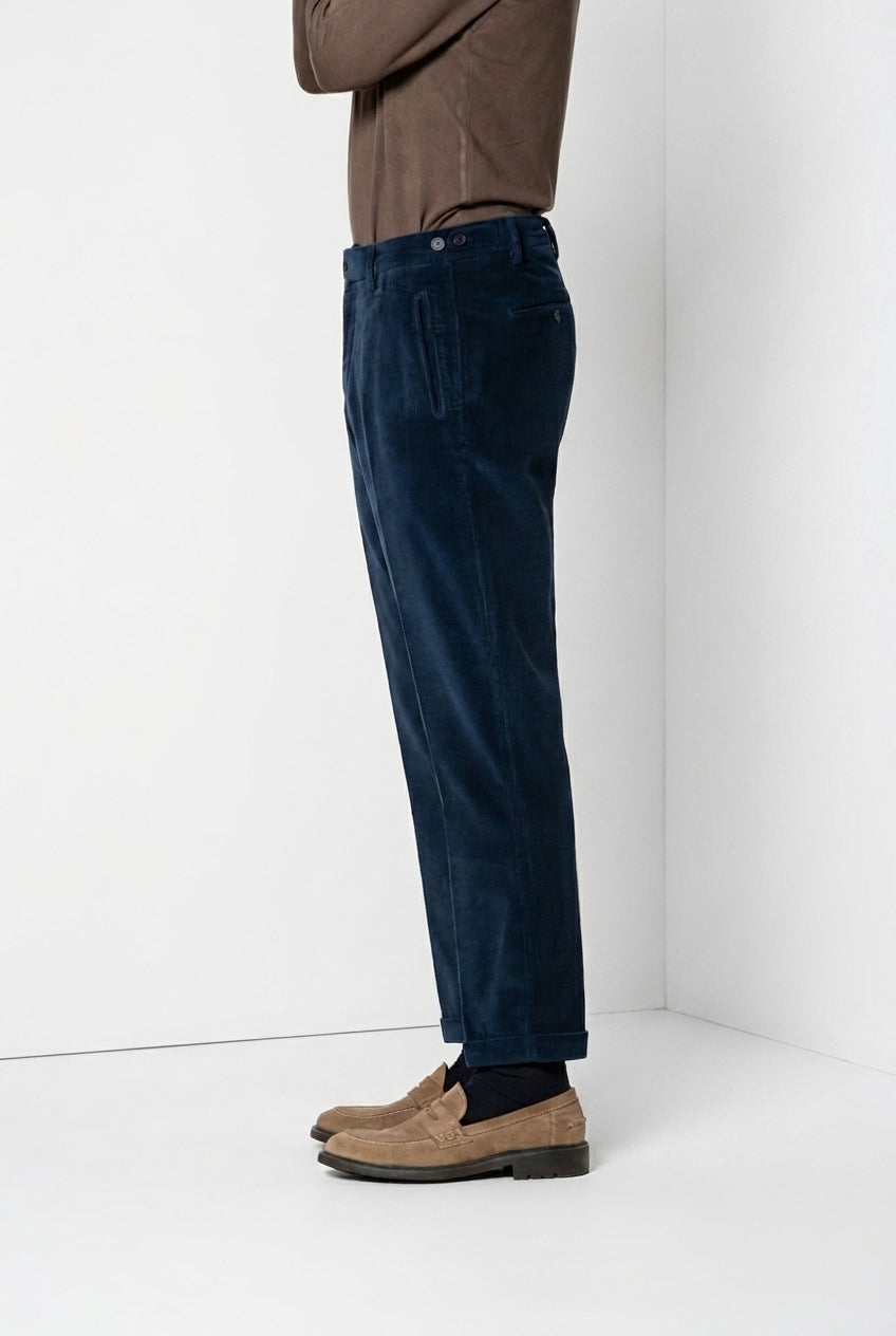 Don Johnson 2 Pinces pantalone chino uomo in velluto 500 righe carrot fit