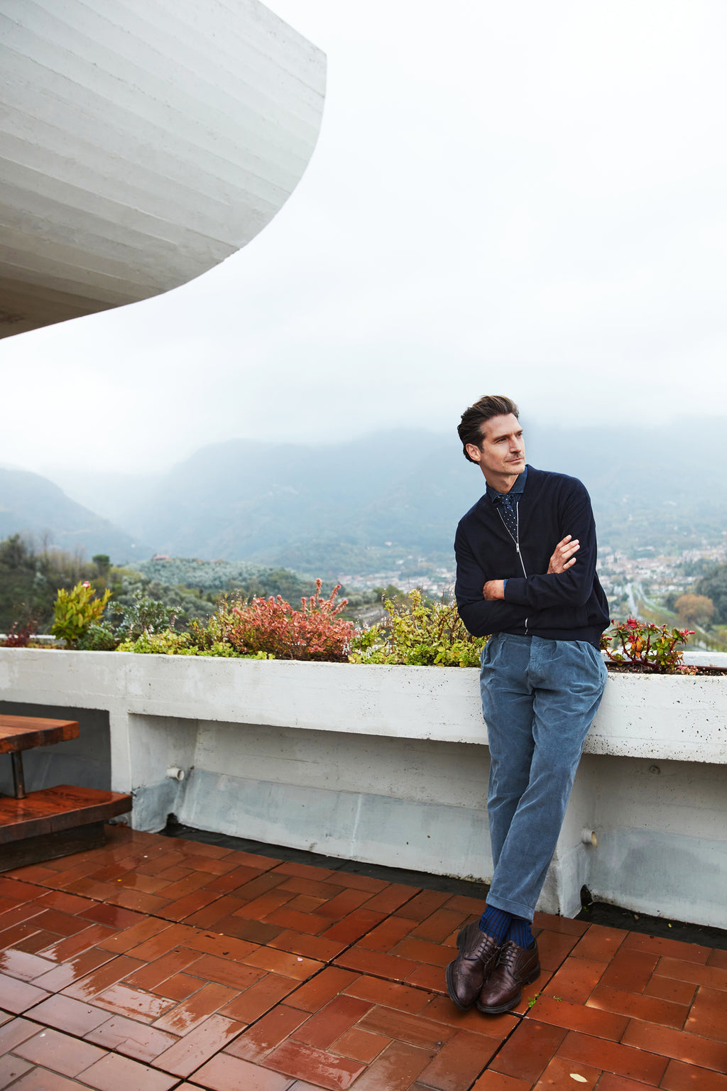 Don Johnson 2 Pinces pantalon chino homme en velours 500 raies carrot fit