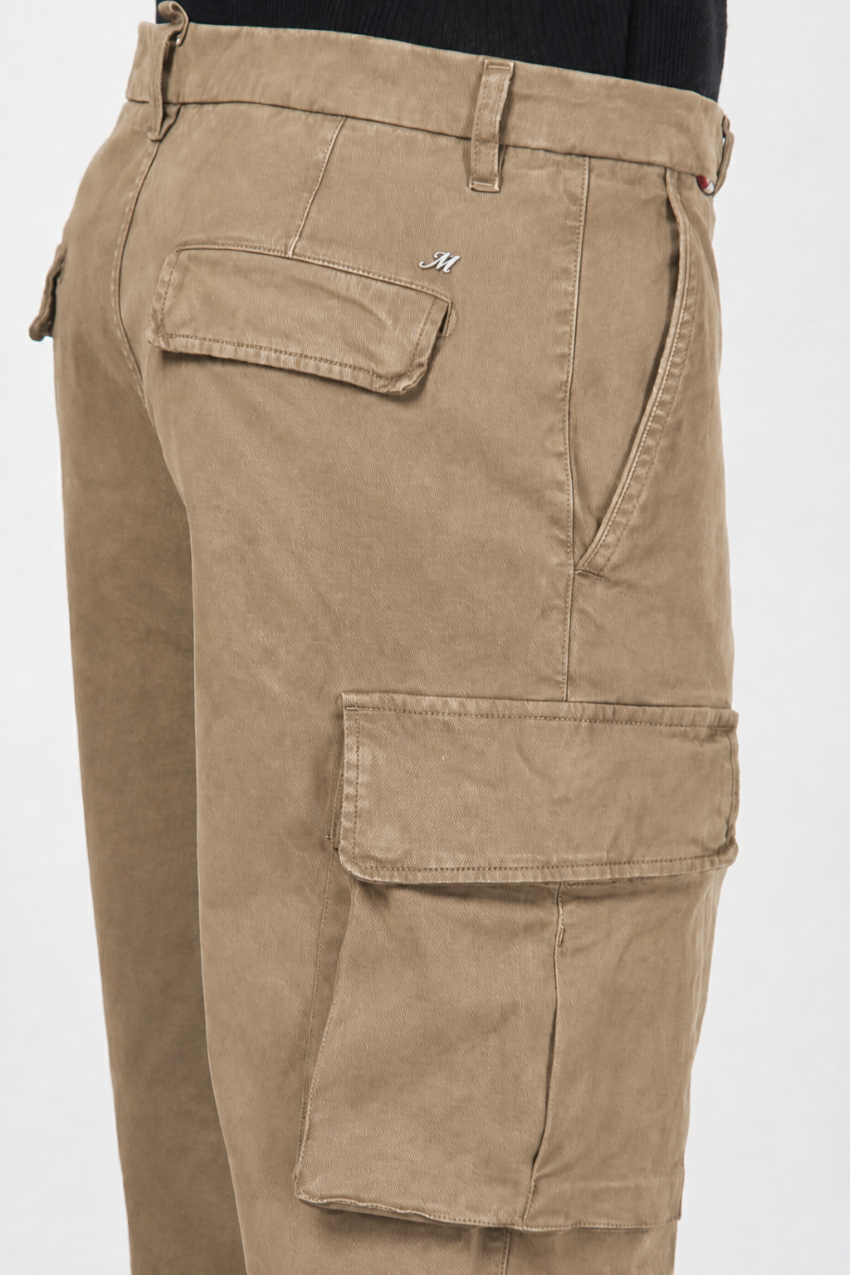 Chile pantalone cargo uomo in gabardina carrot fit