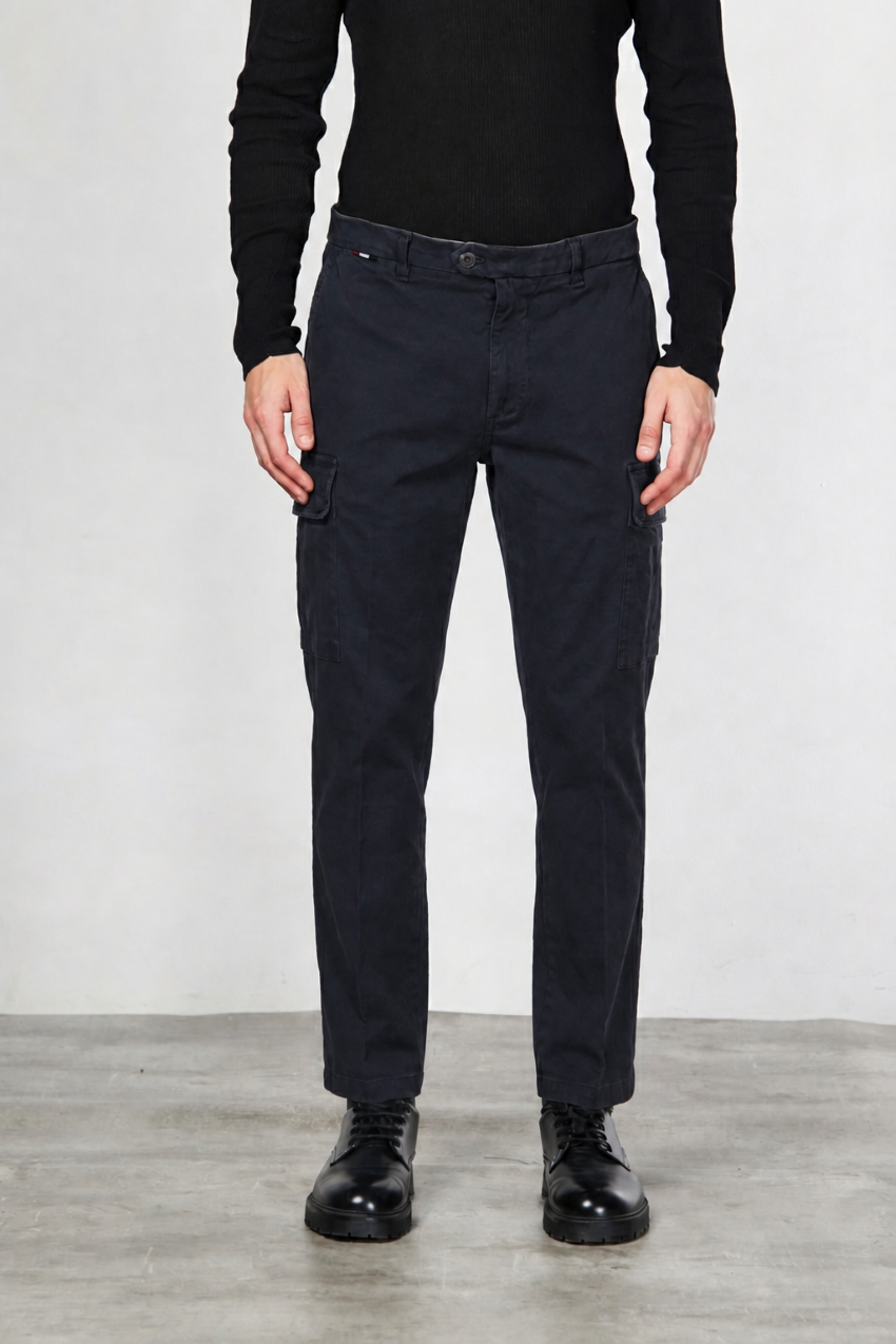 Chile pantalone cargo uomo in gabardina carrot fit