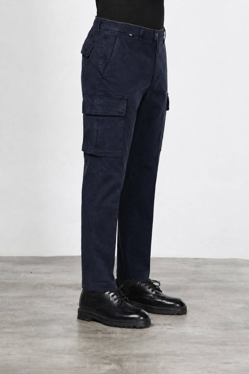Chile pantalone cargo uomo in gabardina carrot fit