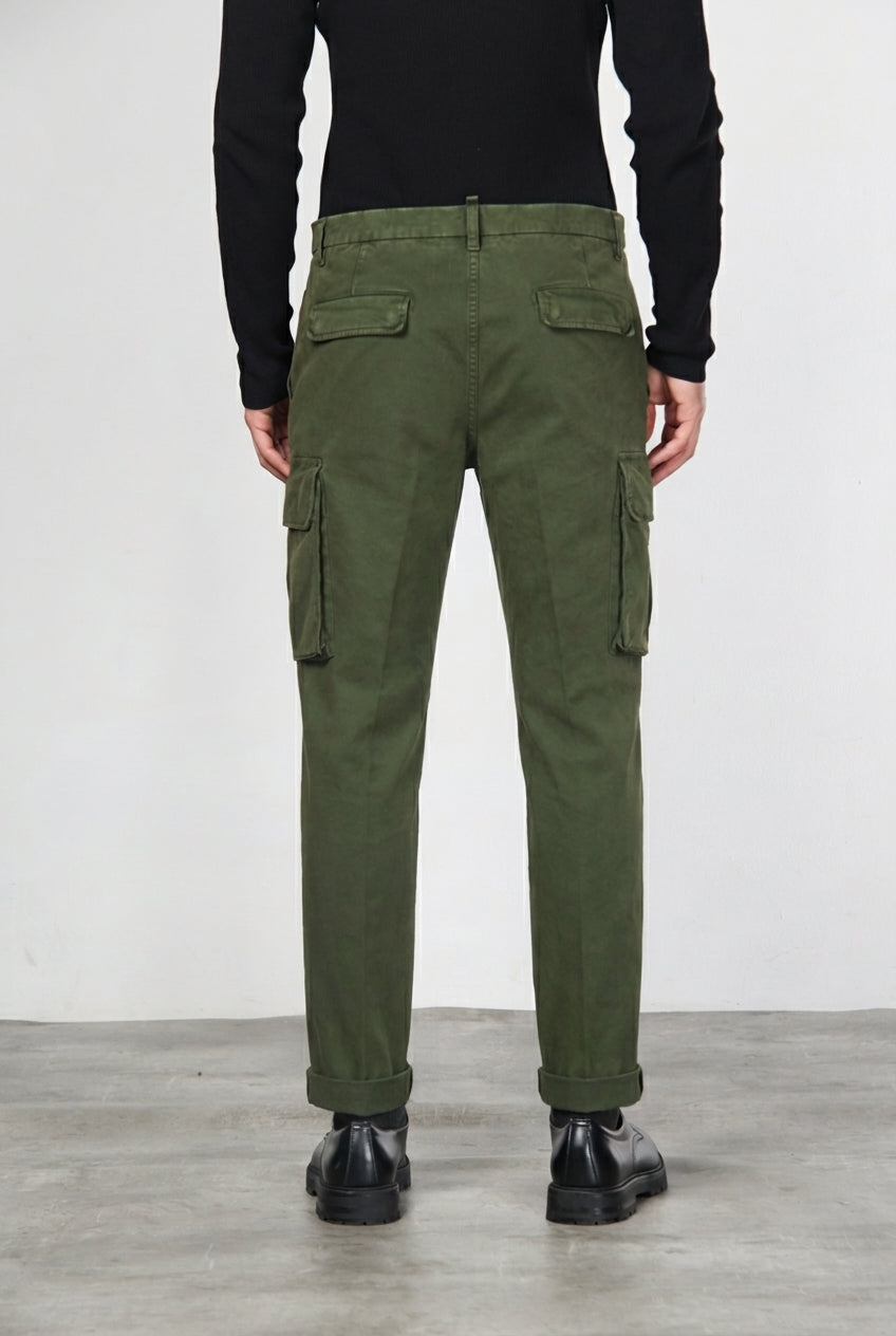 Chile pantalone cargo uomo in gabardina carrot fit
