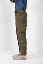 Chile M74 pantalone cargo uomo in panama fiammata relaxed fit ①