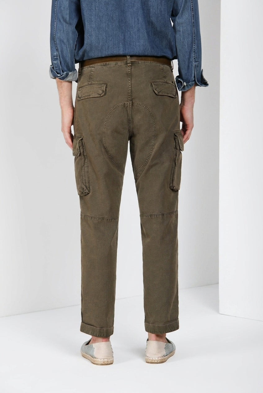 Chile M74 pantalone cargo uomo in panama fiammata relaxed fit ①