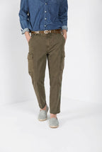 Chile M74 pantalone cargo uomo in panama fiammata relaxed fit ①