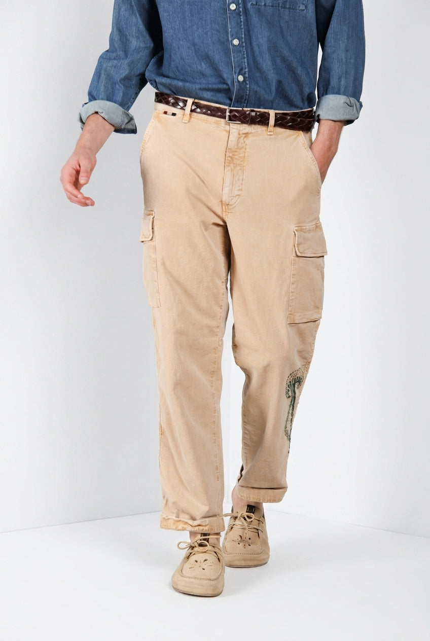 Dettaglio tasca cargo pantalone cargo uomo Chile M74 Mason's kaki in panama fiammata SS26