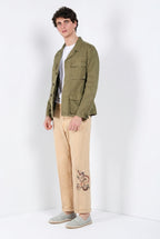 Denver M74 pantalon cargo homme en panama flammé relaxed fit ①
