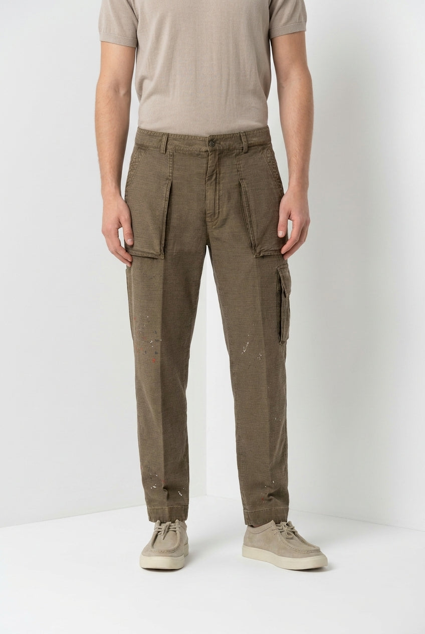 Cuba Work M74 pantalon cargo homme en coton flammé relaxed fit ①