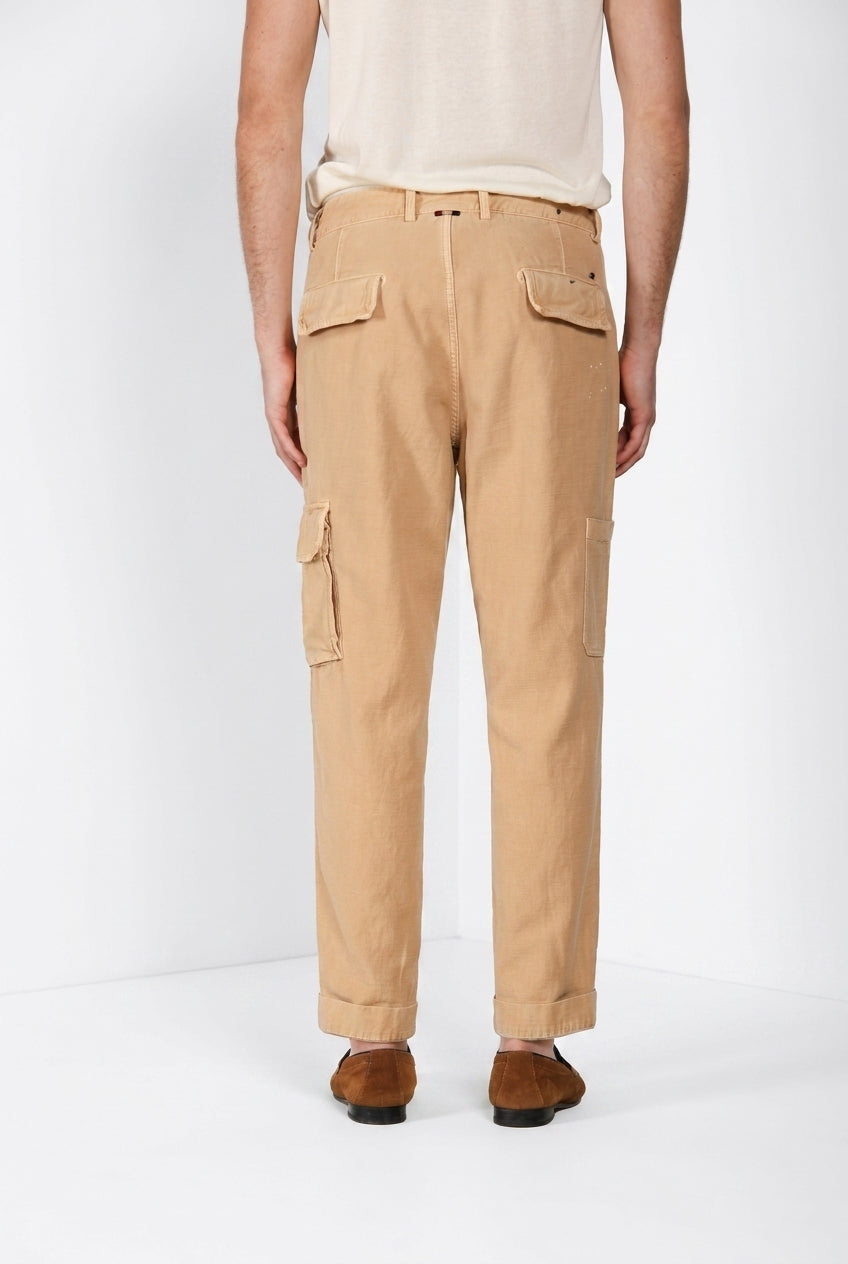 Cuba Work M74 pantalón cargo hombre en algodón flameado relaxed fit ①
