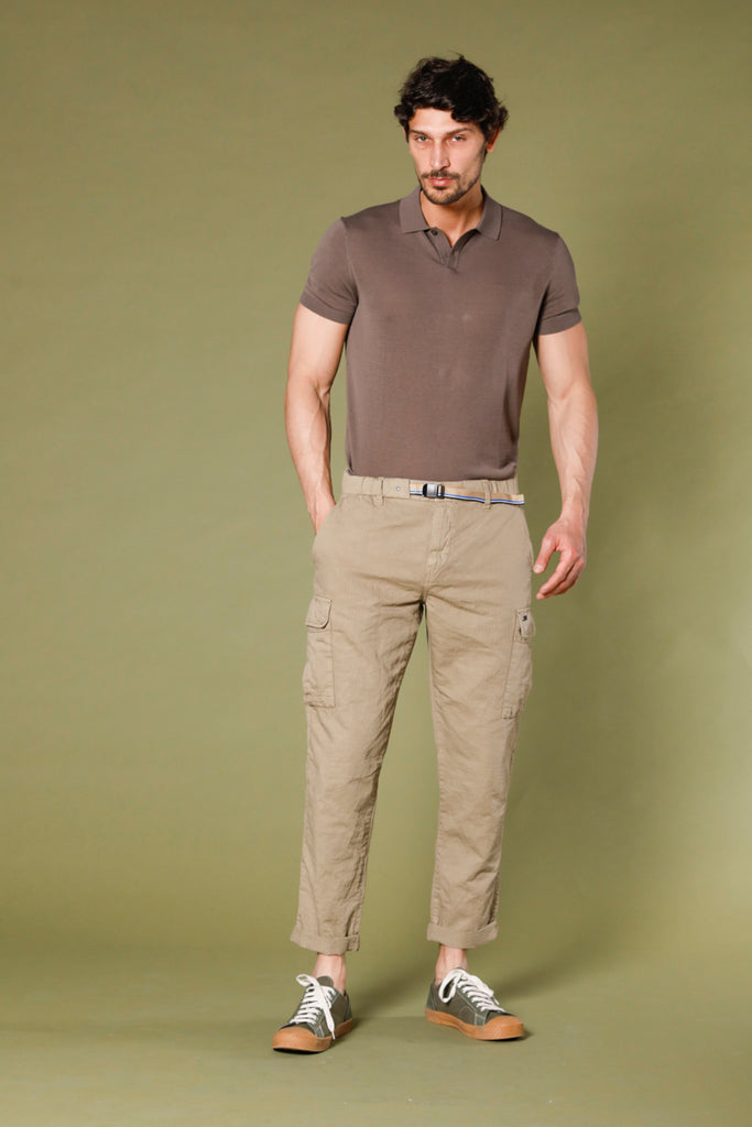immagine 5 di pantalone cargo uomo in canapa modello chile buckle colore kaki regular fit di mason's 
