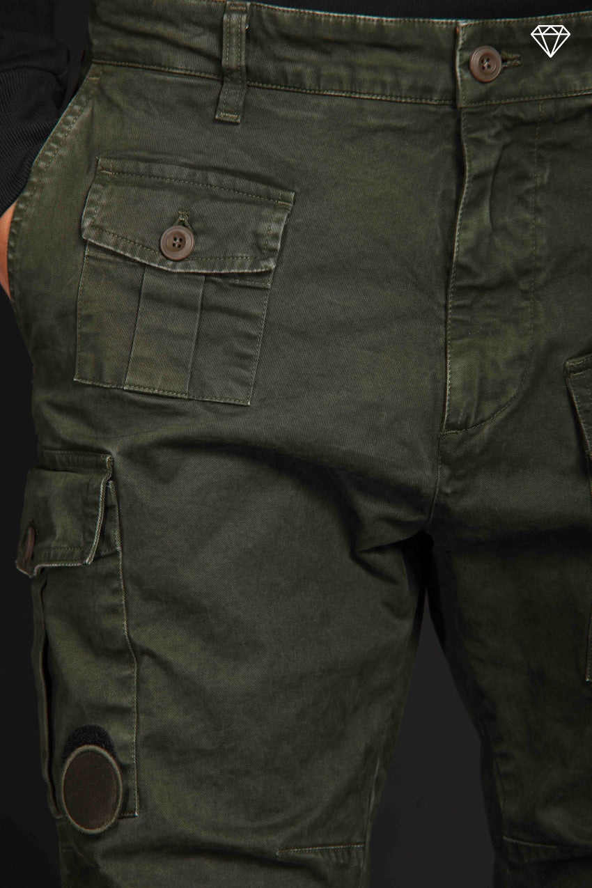 George Coolpocket pantalone cargo uomo in gabardina Logo Limited Edition carrot fit ①