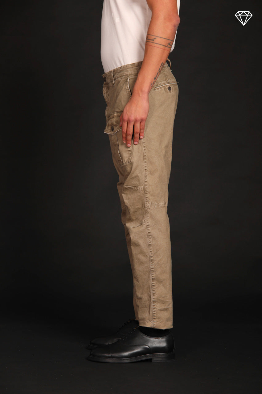 George Coolpocket pantalone cargo uomo in gabardina Logo Limited Edition carrot fit ①