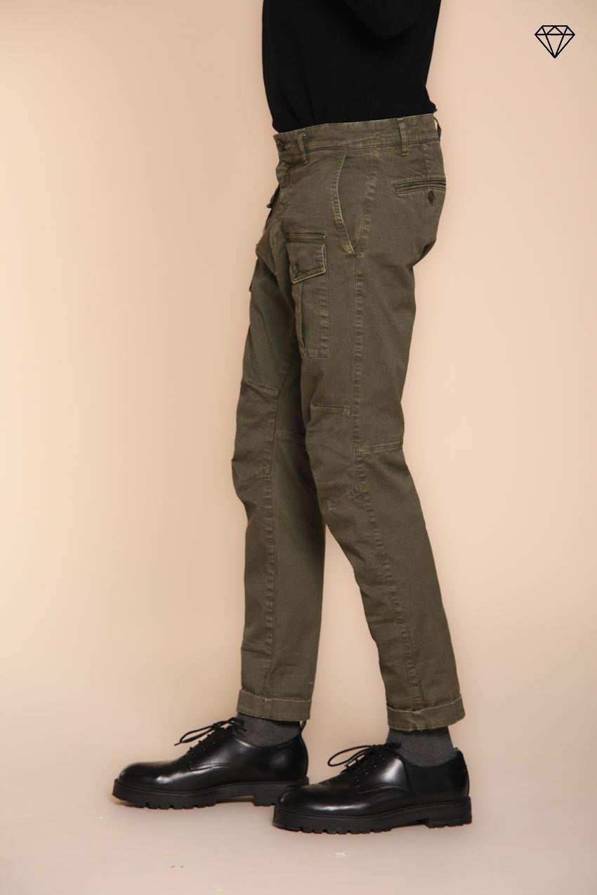 Foto 5 George Coolpocket pantalone cargo uomo in gabardina logo edition carrot fit ①