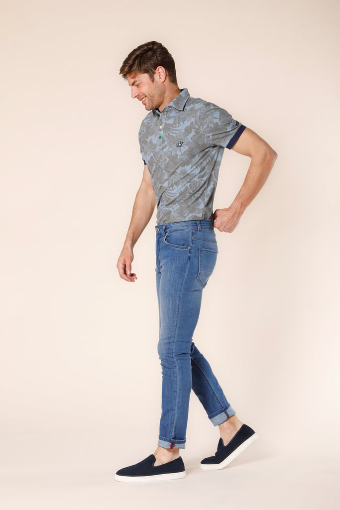 immagine 3 di pantalone uomo denim stretch modello harris 5 tasche colore blu navy slim di Mason's