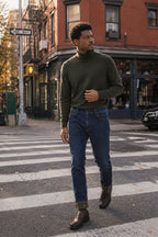 Harris pantalón 5 bolsillos de hombre en denim con motivo príncipe de Gales slim fit
