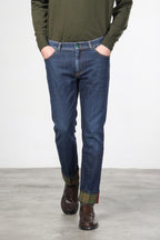 Harris Herren-5-Pocket-Hose aus Denim mit Glencheck-Muster und slim fit
