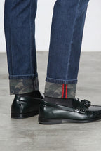 Harris men’s 5-pocket pants in camouflage-pattern denim with slim fit
