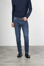 Harris men’s 5-pocket pants in camouflage-pattern denim with slim fit
