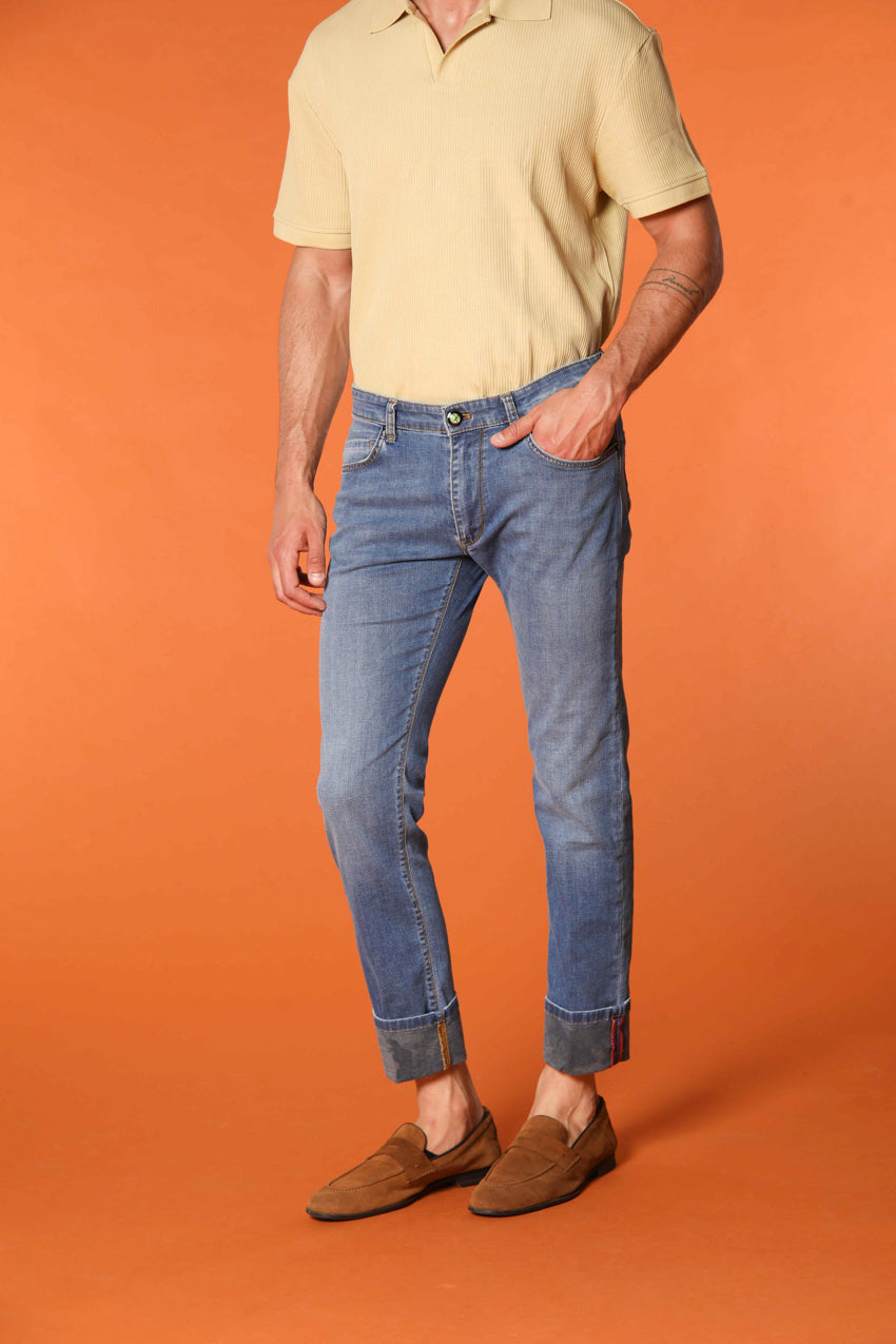 Harris 5-Pocket men's denim pants with camouflage print lining and slim fit