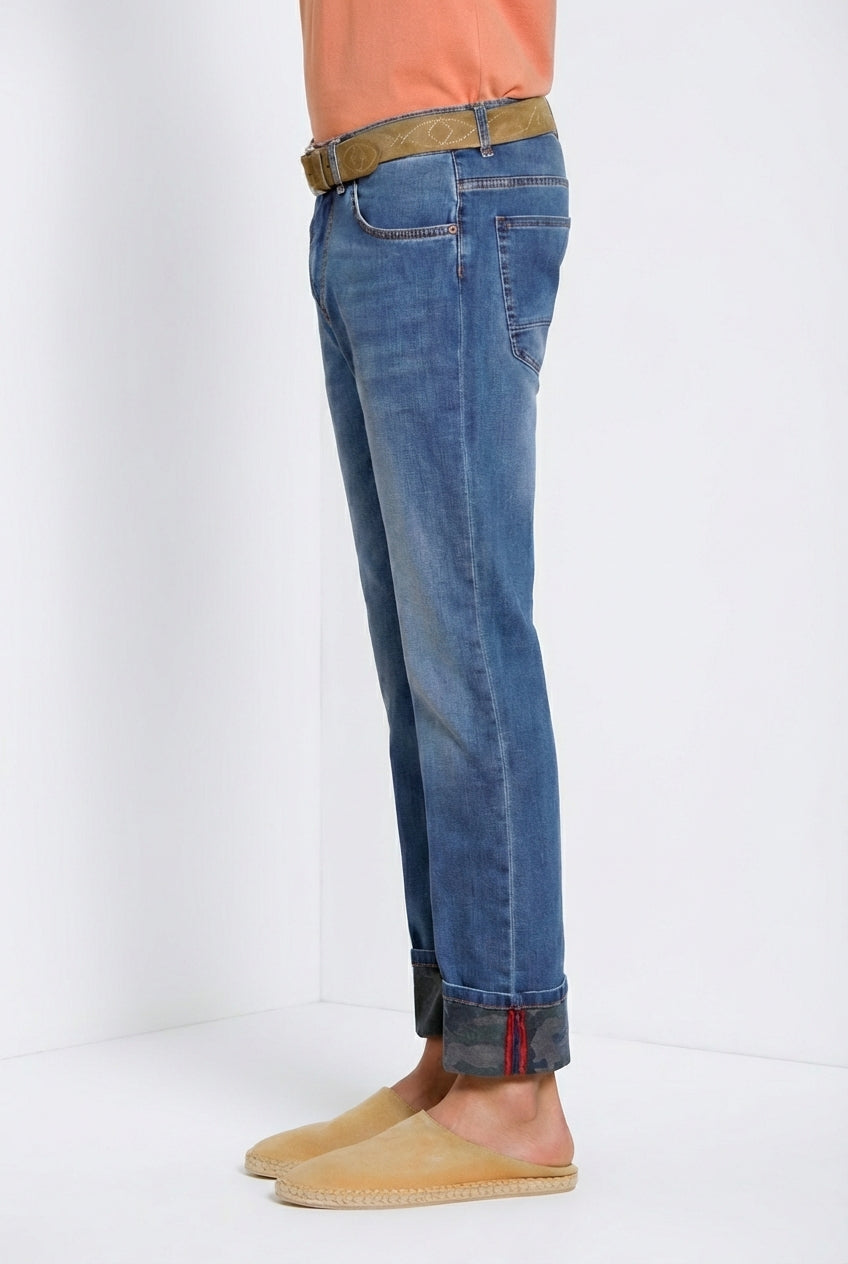 Harris pantalón 5 bolsillos hombre en denim estampado camuflaje slim fit