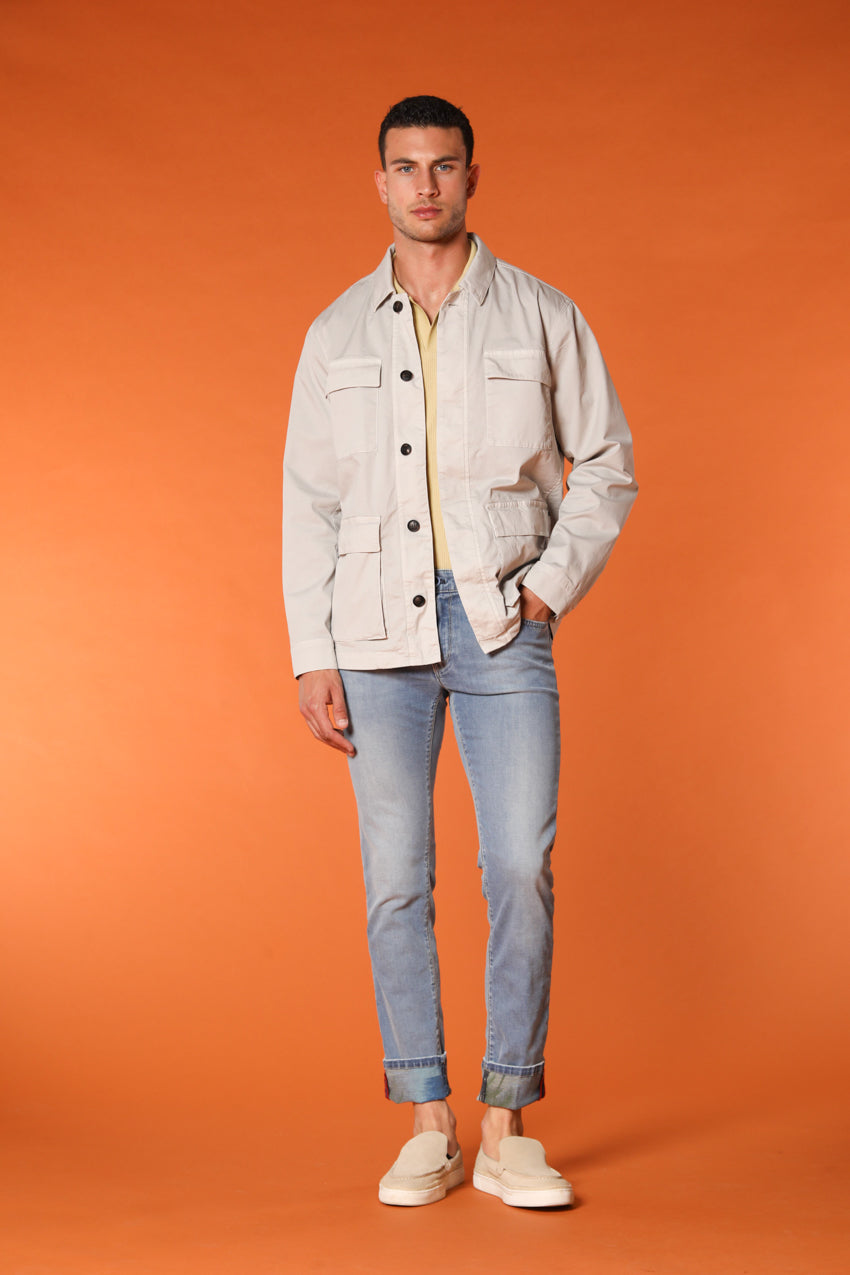 Harris 5-Pocket men's denim pants with safari print lining and slim fit