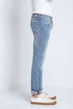 Harris Hose 5-Pocket Herren aus Denim helle Waschung Hawaii-Print slim fit