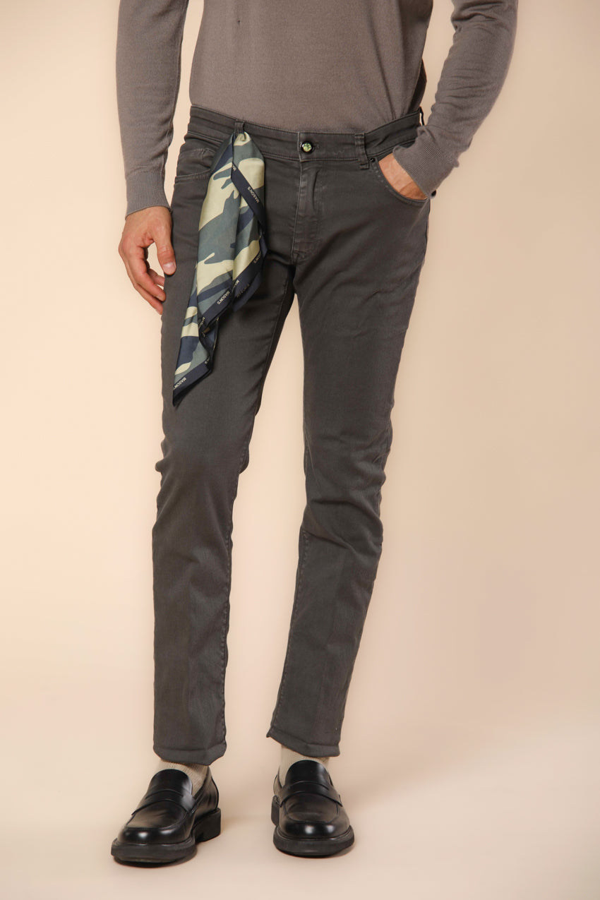 Harris pantalon 5 poches homme en gabardine avec imprimé camouflage à l'intérieur, coupe slim