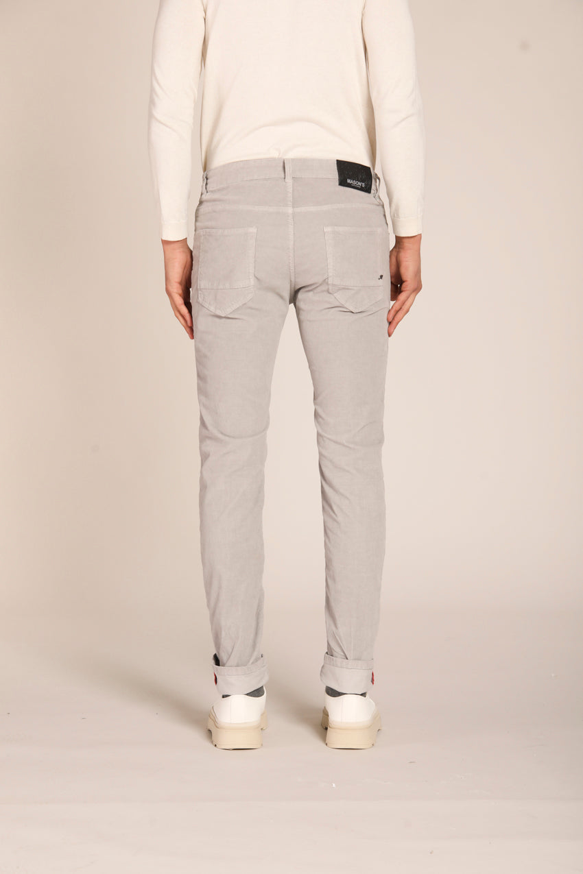 immagine 5 di pantalone uomo in denim modello Harris , in velluto grigio fit slim di Mason's