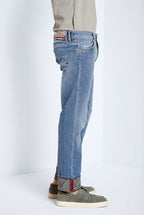 Harris pantalón 5 bolsillos hombre en denim con estampado de hojas regular fit