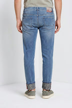 Harris pantalón 5 bolsillos hombre en denim con estampado de hojas regular fit