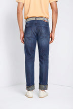 Harris men's 5-pocket pants in denim with Hawaii print regular fit