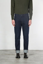 Harris pantalone 5 tasche uomo in tecno denim stretch carrot fit
