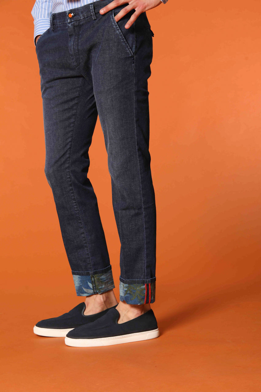 Milano Under 5 Poches pantalon chino homme en denim avec impression intérieure Safari coupe Slim