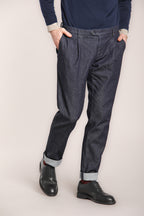 Foto 1 New York Time 1 Pinces pantalone chino uomo in denim stretch regular fit