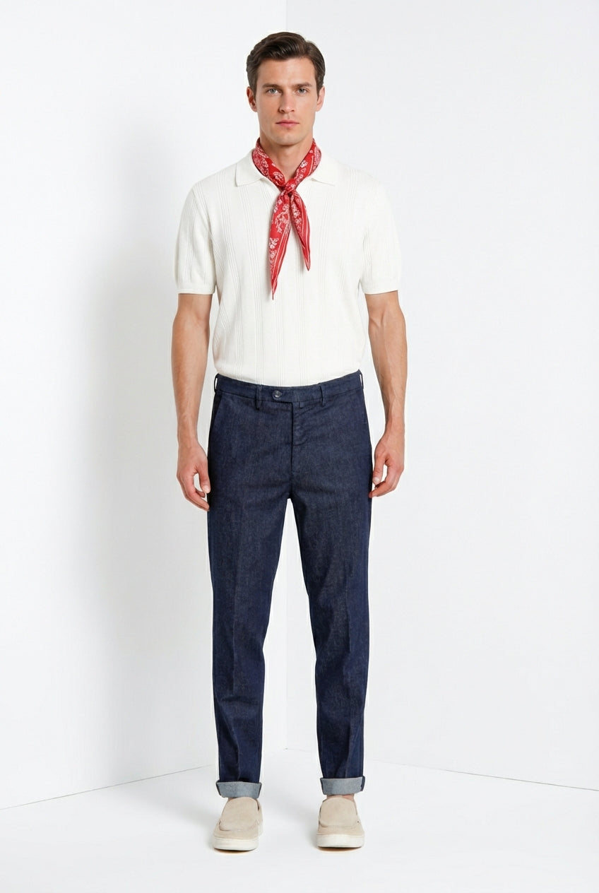Boston pantalone chino uomo in denim relaxed fit