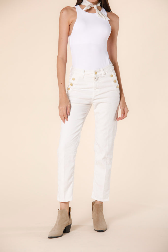 Immagine 5 di pantalone 5 tasche donna in denim color bianco latte modello Agnes Sailor di Mason's
