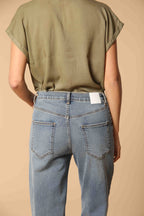 Victoria pantalone 5 tasche donna in denim blu stretch straight fit