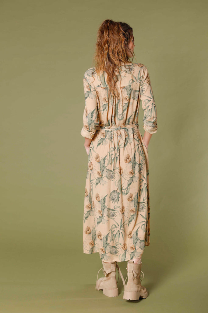 immagine 4 di abito lungo da donna in popeline con pattern fiori modello Nicole Dress colore kaki scuro regular di mason's 