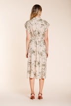 Yoko abito donna in tela misto lino e viscosa fantasia a fiori