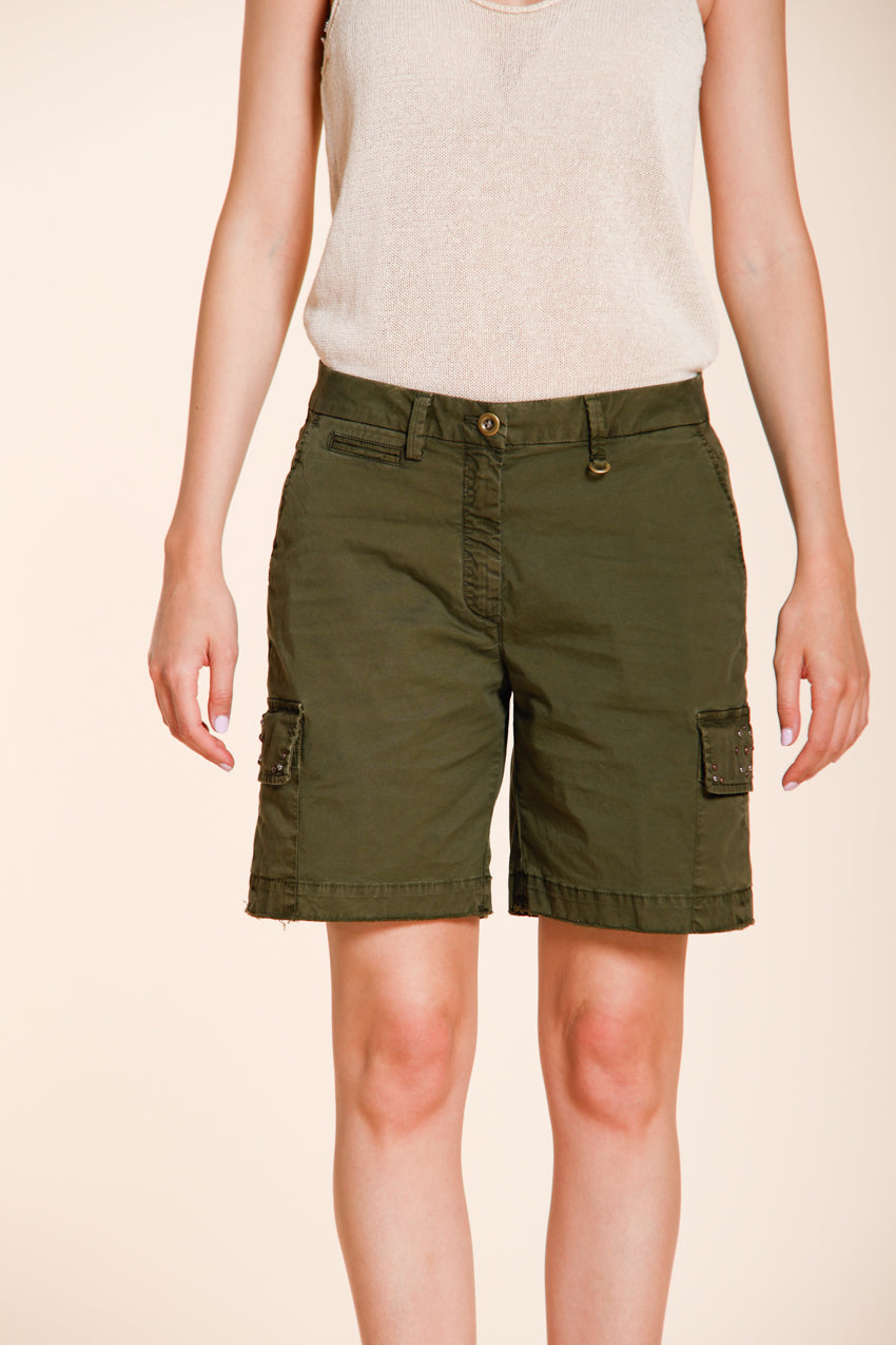 Chile bermuda cargo mujer en twill ligero stretch slim fit